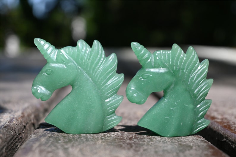 2" Natural Carved Aventurine Unicorn，Crystal unicorn，Carved unicorn，Carved unicorn，Aventurine skull，Quartz Crystal，crystal skull healing