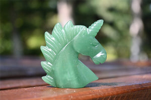 2" Natural Carved Aventurine Unicorn，Crystal unicorn，Carved unicorn，Carved unicorn，Aventurine skull，Quartz Crystal，crystal skull healing