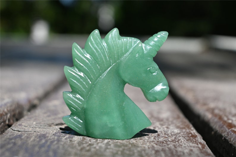 2" Natural Carved Aventurine Unicorn，Crystal unicorn，Carved unicorn，Carved unicorn，Aventurine skull，Quartz Crystal，crystal skull healing