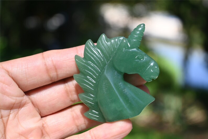2" Natural Carved Aventurine Unicorn，Crystal unicorn，Carved unicorn，Carved unicorn，Aventurine skull，Quartz Crystal，crystal skull healing