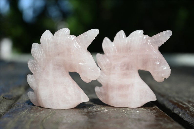 2" Natural Carved Rose quartz Unicorn，Crystal unicorn，Carved unicorn，Carved unicorn，Rose quartz skull，Quartz Crystal，crystal skull healing