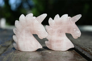 2" Natural Carved Rose quartz Unicorn，Crystal unicorn，Carved unicorn，Carved unicorn，Rose quartz skull，Quartz Crystal，crystal skull healing