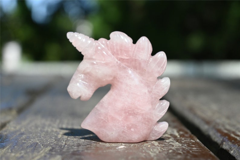 2" Natural Carved Rose quartz Unicorn，Crystal unicorn，Carved unicorn，Carved unicorn，Rose quartz skull，Quartz Crystal，crystal skull healing