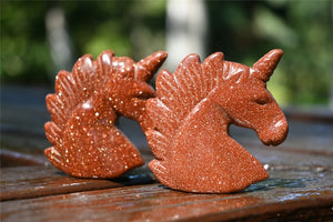 2" Carved Red gold sand Unicorn,Unicorn skull，Crystal unicorn，Carved skull，Quartz Crystal，Red gold sand skull，crystal skull healing 1PC