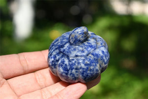 1.9'' Natural Blue dot stone pumpkin，Pumpkin Skull，Crystal Healing，Halloween pumpkin Decoration，Halloween Gifts Carving，Crystal Gifts 1PC