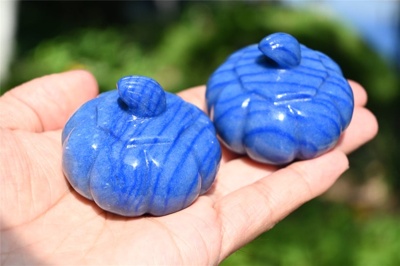 1.9'' Natural Blue aventurine pumpkin，Pumpkin Skull，Crystal Healing，Halloween pumpkin Decoration，Halloween Gifts Carving，Crystal Gifts 1PC