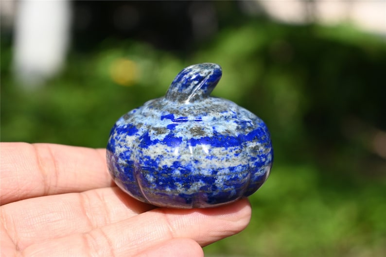 1.9'' Natural Lapis lazuli pumpkin，Pumpkin Skull，Crystal Healing，Halloween pumpkin Decoration，Halloween Gifts Carving，Crystal Gifts 1PC