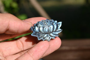 1.3'' Hand carved Natural Labradorite Lotus , Quartz Crystal，Chakra Reiki healing，Crystal Lotus，Crystal gift，Crystal ornament 1PC