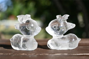 2'' Carved Clear quartz Crystal deer，Christmas crystal，Hand carved crystal deer，Quartz crystal，Reiki skull，crystal healing 1PC