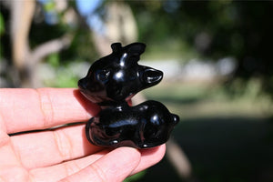 2'' Carved Obsidian deer，Christmas crystal，Hand carved crystal deer，Quartz crystal，Reiki skull，crystal healing 1PC