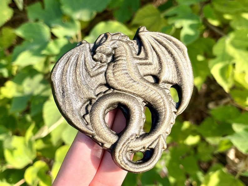 Natural gold Obsidian Dragon,Crystal Carved Dragon, quartz Crystal, Obsidian Smaug statue, Reiki Heal,Home Decoration,Crystal Gifts 1PC