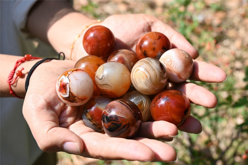 30mm+ Rare Natural lace agate Sphere，Quartz Crystal，Crystal sardonyx ball，Christmas gift，Crystal sphere,Divination ball Healing Gift 1PC