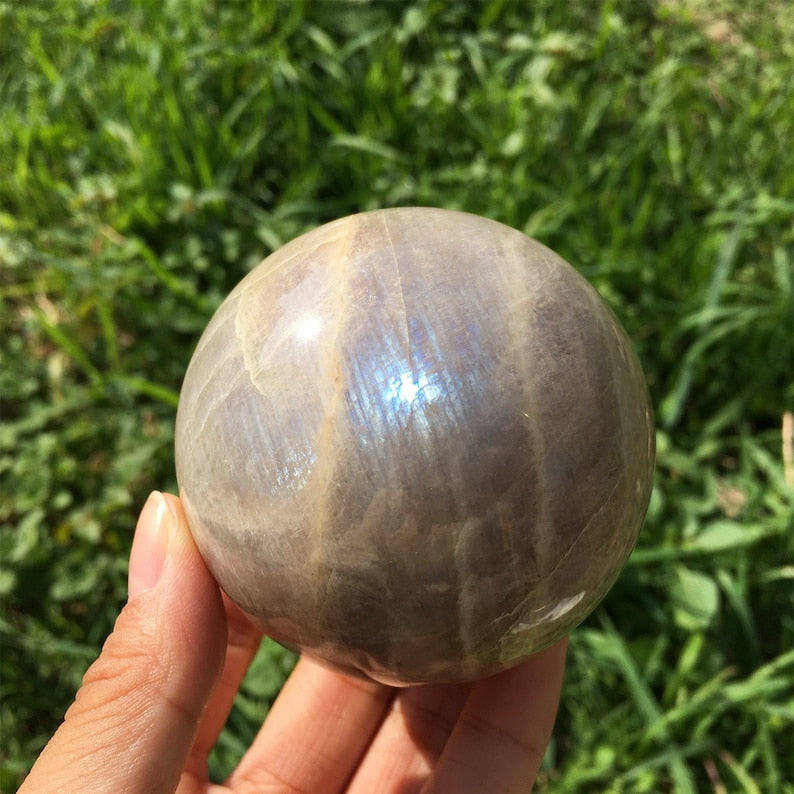 1PC 60mm+ Blue Flash Moonstone Sphere,Quartz Sphere,Crystal Ball,Crystal Healing,Crystal Collection,Divination Ball,Prophecy Ball 300g+