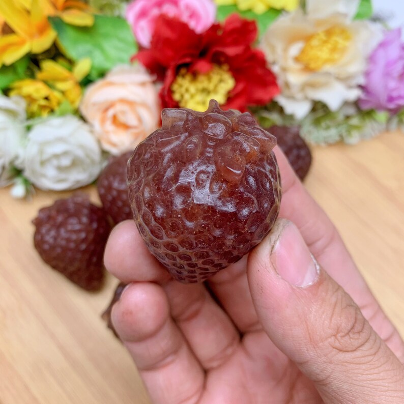 Exquisite 1.5" Strawberry Quartz Crystal Carving - Eye-Catching Home Decor, Memorable Housewarming Gift, Must-Have for Crystal Lovers