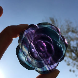 1PC Natural Fluorite Flower,Quartz Crystal Rose Flower,Home Decoration,Crystal Carving,Reiki Healing,Crystal Gift 50g+
