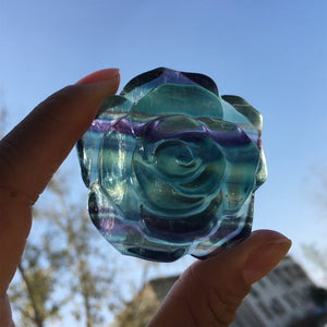 1PC Natural Fluorite Flower,Quartz Crystal Rose Flower,Home Decoration,Crystal Carving,Reiki Healing,Crystal Gift 50g+