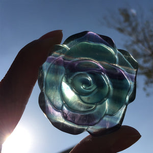 1PC Natural Fluorite Flower,Quartz Crystal Rose Flower,Home Decoration,Crystal Carving,Reiki Healing,Crystal Gift 50g+