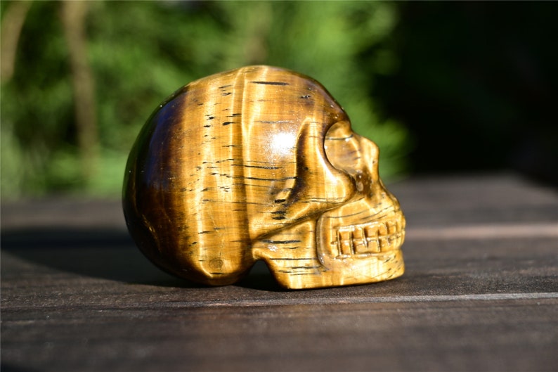 2'' Natural Carved Tiger' eye skull，crystal carved skull，crystal skull，Quartz Crystal，crystal skull healing stone 1PC