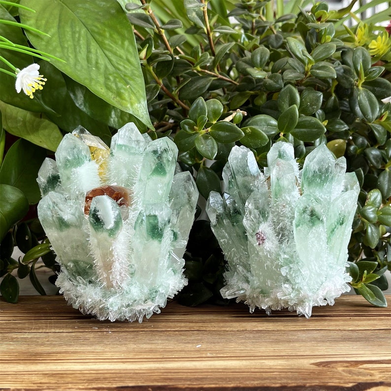 Green Ghost Quartz Crystal Cluster,Crystal Point,Quartz Vug,Mineral Specimen,Home Decoration,Crystal Reiki,Crystal Chakra,Crystal Gifts.