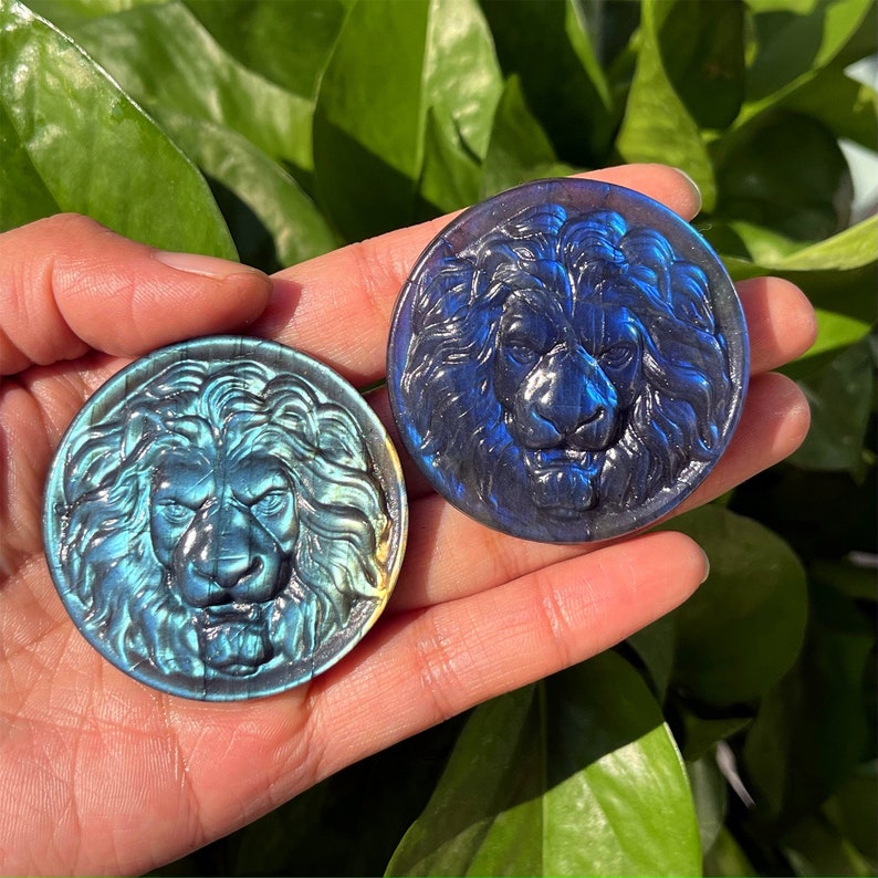 Natural Hand Labradorite Round Lion Carved, Crystal Quartz Round Lion ,Home Decoration, Reiki Healing, Mineral Specimen, Crystal Gifts