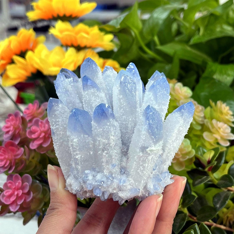 250g+ Blue Point Quartz Cluster,Quartz Crystal Cluster,Home Decoration,Crystal Chakra,Crystal Collection,Mineral Specimens,Reiki Healing 1PC
