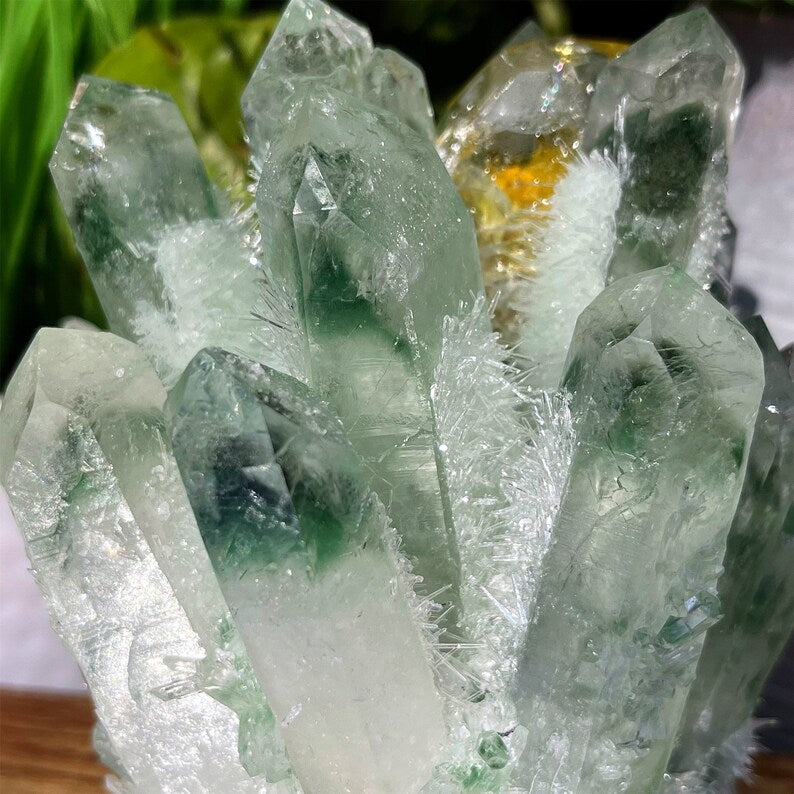 Green Ghost Quartz Crystal Cluster,Crystal Point,Quartz Vug,Mineral Specimen,Home Decoration,Crystal Reiki,Crystal Chakra,Crystal Gifts.