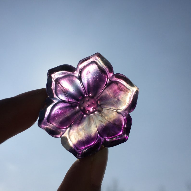 1pc Natural Fluorite Flower,Fluorite Flower Carving,Quartz Crystal Flower,Collection,Handmade Gifts,Crystal Carved,Reiki Healing