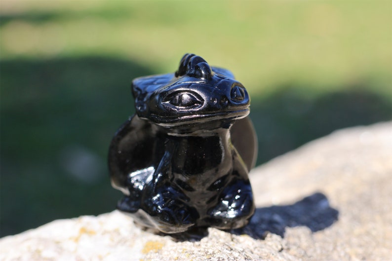 1.2" Natural Obsidian Carved Toothless ,Obsidian Dragon,Crystal Toothless,Reiki Healing，Toothless,Home Decor，Crystal Gifts 1PC