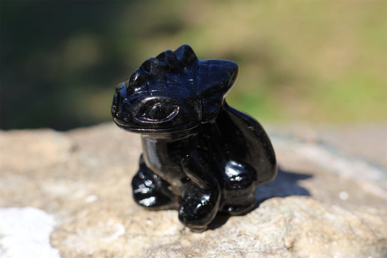 1.2" Natural Obsidian Carved Toothless ,Obsidian Dragon,Crystal Toothless,Reiki Healing，Toothless,Home Decor，Crystal Gifts 1PC
