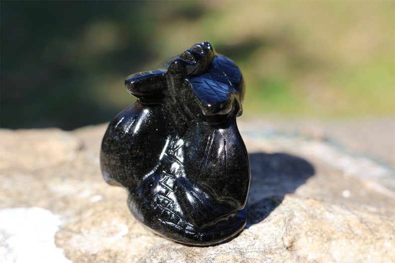 1.2" Natural Obsidian Carved Toothless ,Obsidian Dragon,Crystal Toothless,Reiki Healing，Toothless,Home Decor，Crystal Gifts 1PC