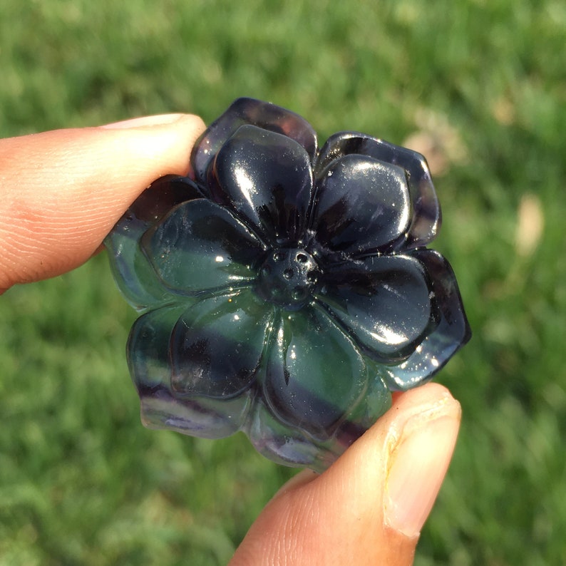 1pc Natural Fluorite Flower,Fluorite Flower Carving,Quartz Crystal Flower,Collection,Handmade Gifts,Crystal Carved,Reiki Healing