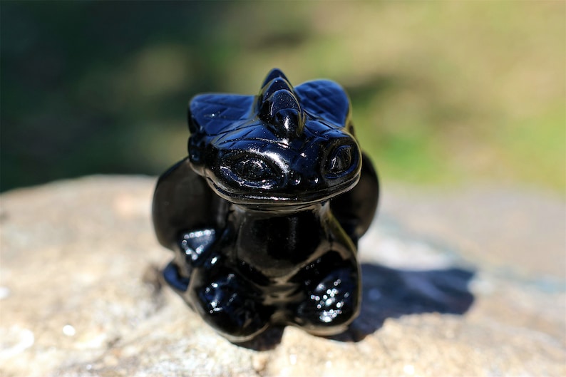 1.2" Natural Obsidian Carved Toothless ,Obsidian Dragon,Crystal Toothless,Reiki Healing，Toothless,Home Decor，Crystal Gifts 1PC