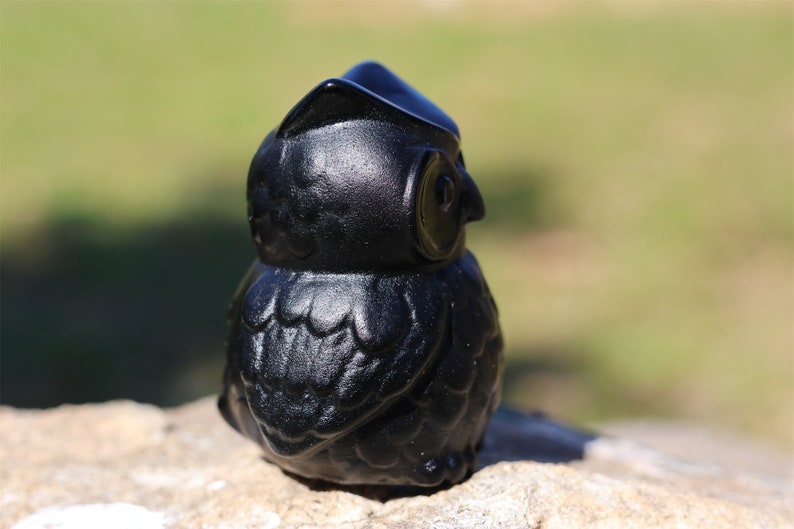 2'' Natural Obsidian Carved owl，Quartz Crystal owl，Obsidian owl，Home Decor,Crystal Carving，Crystal Gift