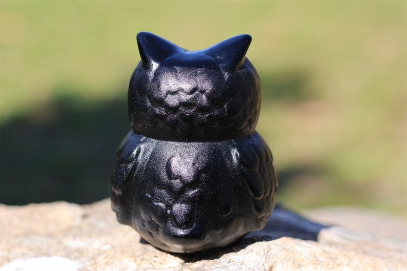 2'' Natural Obsidian Carved owl，Quartz Crystal owl，Obsidian owl，Home Decor,Crystal Carving，Crystal Gift