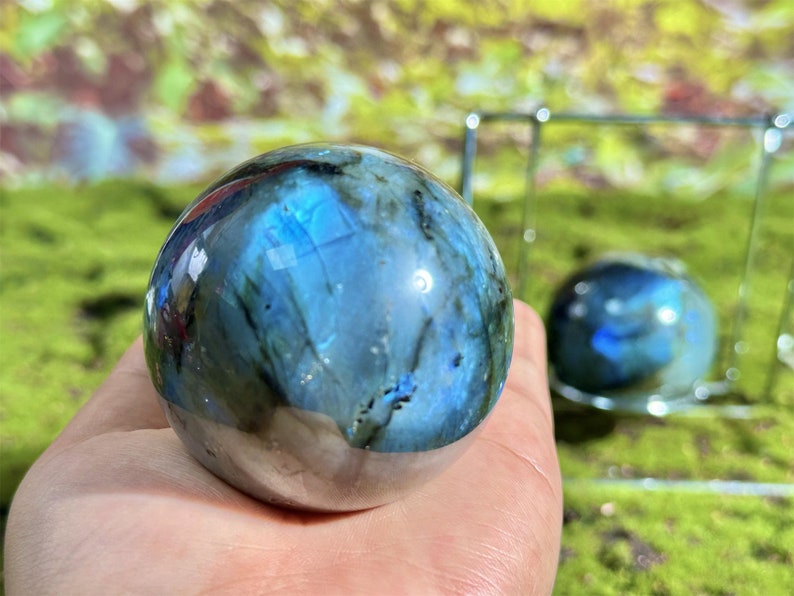5CM+ Natural Blue Labradorite Hand Carved Sphere,Quartz Crystal Ball,Labradorite Ball,Home Decor,Crystal Healing Divination ball,CrystalGift