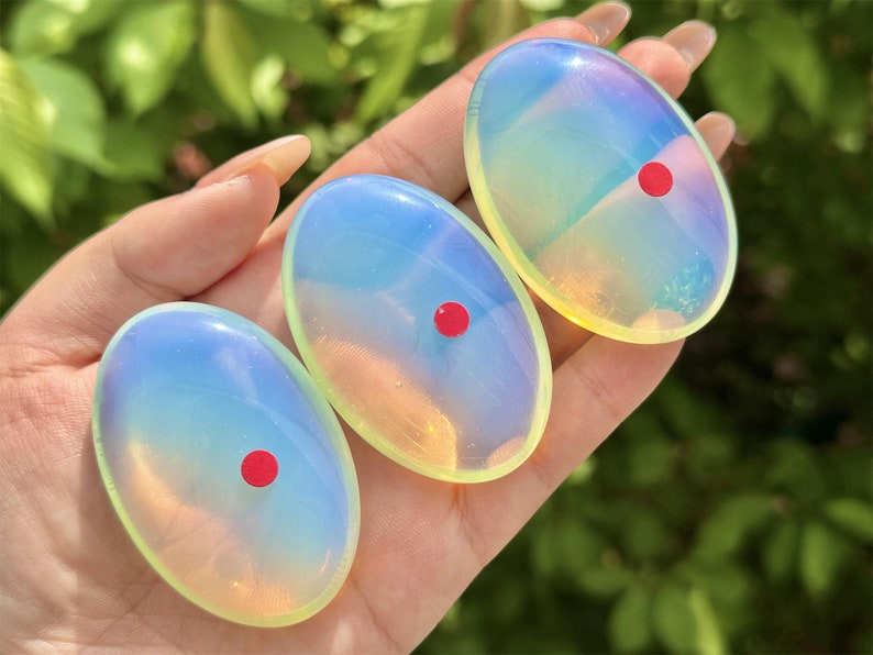 2.4" Opalite Worry Stone,Crystal Worry Stone,Healing Palm Stone,Hand Carved,Reiki Healing Crystal,Home Decor,Crystal Gifts 1PC