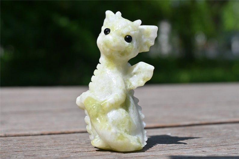 3.2'' Natural Lantian jade Dragon，Crystal dragon，Dragon skull，Crystal gift，Quartz crystal，Crystal decor，Chakra Reiki healing 1PC