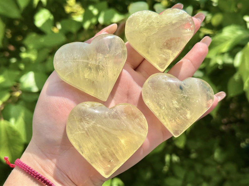 2.4" Natural Citrine Heart Stone Carving,Crystal Quartz Heart,Healing Palm Stone,Hand Carved,Reiki Healing Crystal,Home Decor,Crystal Gifts