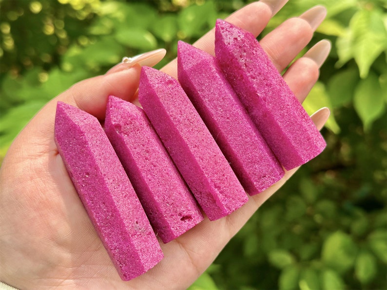 4" Natural Crystal Ruby Hand Carved Obelisk,Quartz Crystal Tower,Point Tower,Healing Crystal,Home Decoration,Crystal Gifts 1PC