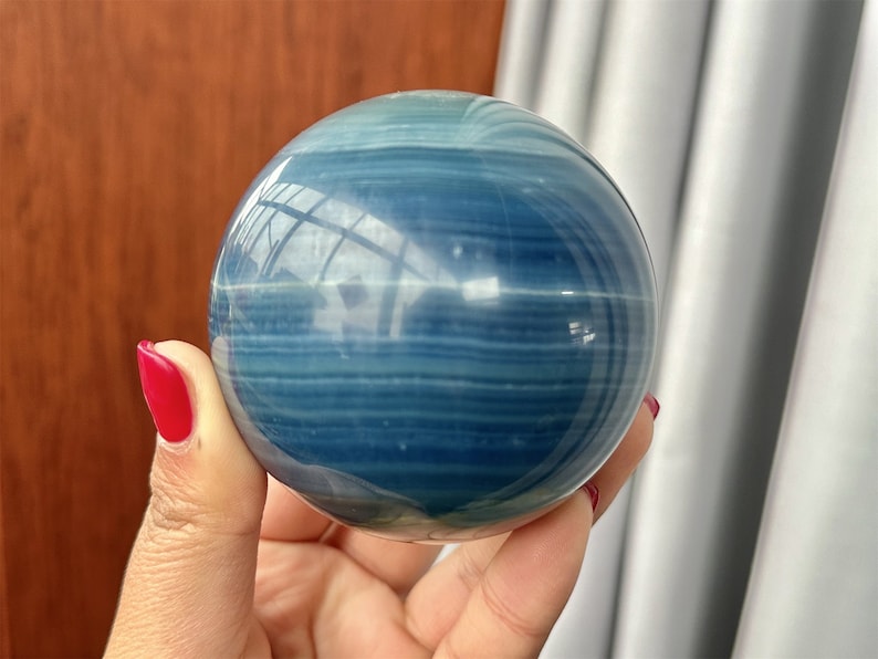 1PC 50mm+ Natural Blue onix Sphere，Quartz Crystal，crystal Caribbean quartz ball，Crystal ornament，Crystal Healing, Divination ball Gift