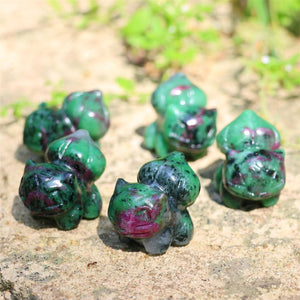 1.3" Natural Zoisite Carved Bulbasaur,Zoisite frog,Crystal Bulbasaur,Crystal Pokemon ,Reiki healing，Crystal Bulbasaur,Crystal Gifts 1PC
