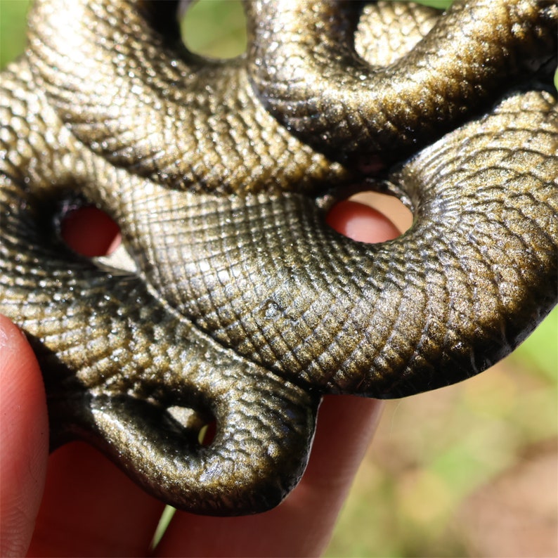 3.2" Natural Gold Obsidian Snake ,Hand Carved Snake ,Gold Snake Carving,Home Decor,Healing Pendant,Crystal Gifts