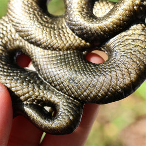 3.2" Natural Gold Obsidian Snake ,Hand Carved Snake ,Gold Snake Carving,Home Decor,Healing Pendant,Crystal Gifts