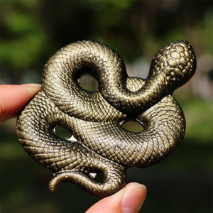 3.2" Natural Gold Obsidian Snake ,Hand Carved Snake ,Gold Snake Carving,Home Decor,Healing Pendant,Crystal Gifts