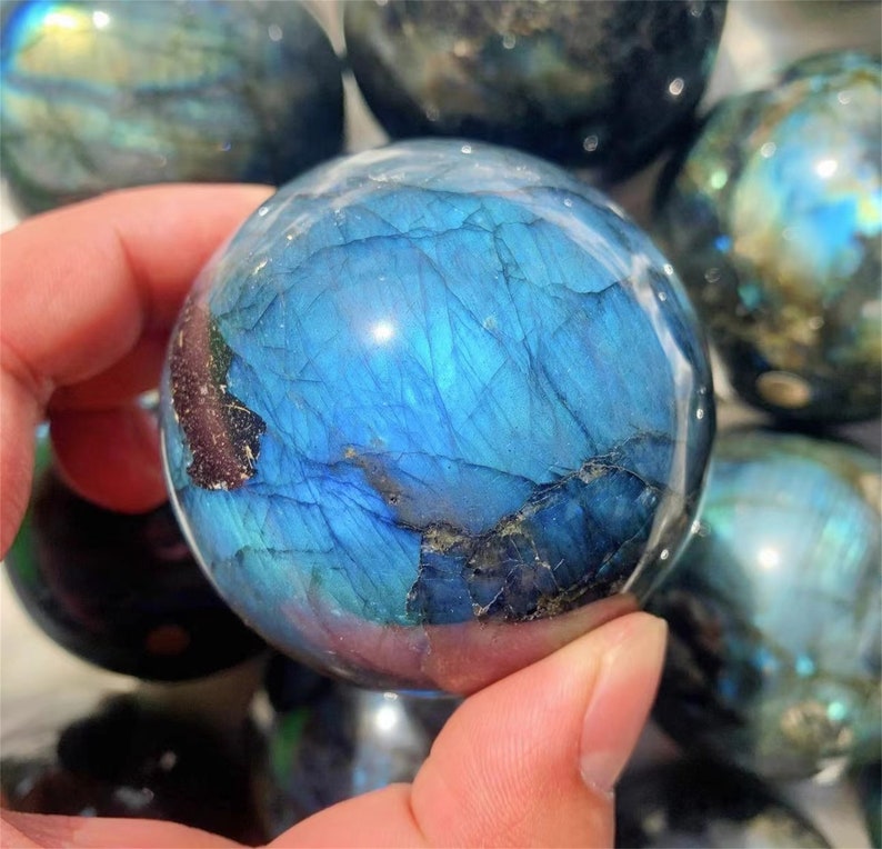 5CM+ Natural Blue Labradorite Hand Carved Sphere,Quartz Crystal Ball,Labradorite Ball,Home Decor,Crystal Healing Divination ball,CrystalGift