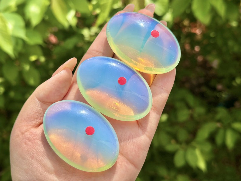 2.4" Opalite Worry Stone,Crystal Worry Stone,Healing Palm Stone,Hand Carved,Reiki Healing Crystal,Home Decor,Crystal Gifts 1PC