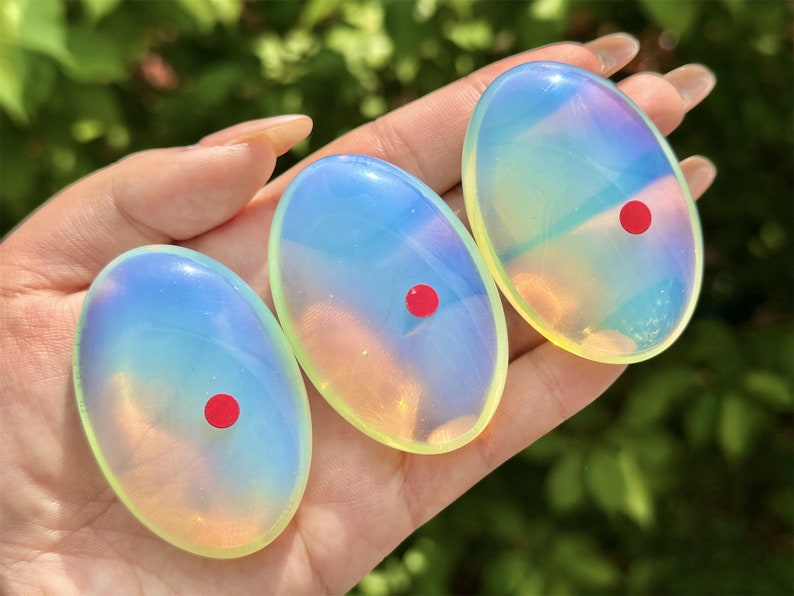 2.4" Opalite Worry Stone,Crystal Worry Stone,Healing Palm Stone,Hand Carved,Reiki Healing Crystal,Home Decor,Crystal Gifts 1PC