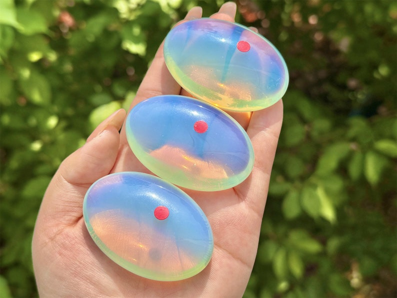 2.4" Opalite Worry Stone,Crystal Worry Stone,Healing Palm Stone,Hand Carved,Reiki Healing Crystal,Home Decor,Crystal Gifts 1PC