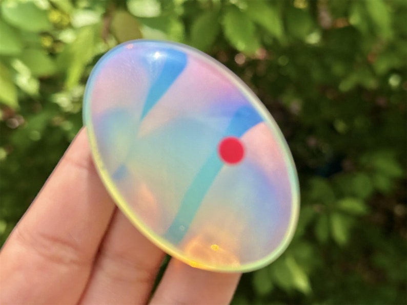 2.4" Opalite Worry Stone,Crystal Worry Stone,Healing Palm Stone,Hand Carved,Reiki Healing Crystal,Home Decor,Crystal Gifts 1PC