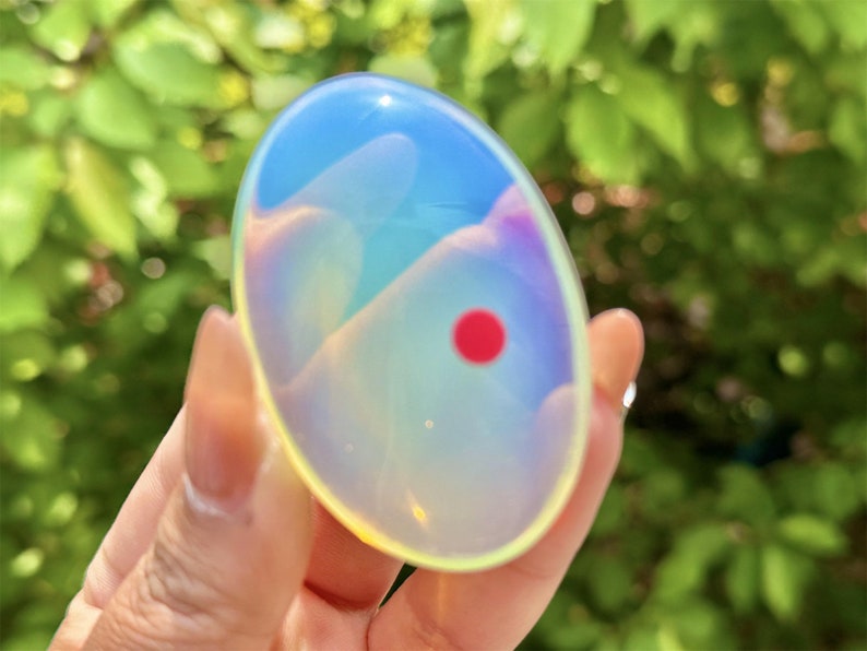 2.4" Opalite Worry Stone,Crystal Worry Stone,Healing Palm Stone,Hand Carved,Reiki Healing Crystal,Home Decor,Crystal Gifts 1PC